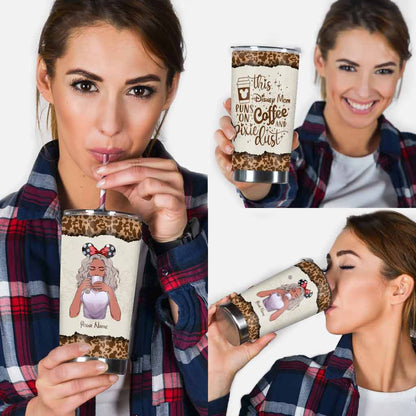 This Mom Runs On Coffee And Pixie Dust - Personalized Mother's Day Mouse Tumbler
