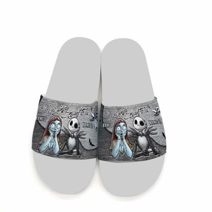 We're Simply Meant To Be - Personalized Couple Nightmare Slide Sandals