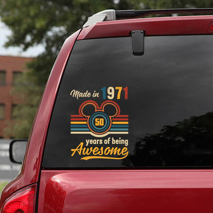 Made In 1971 50 Years Of Being Awesome Vintage - Mouse Decal Full