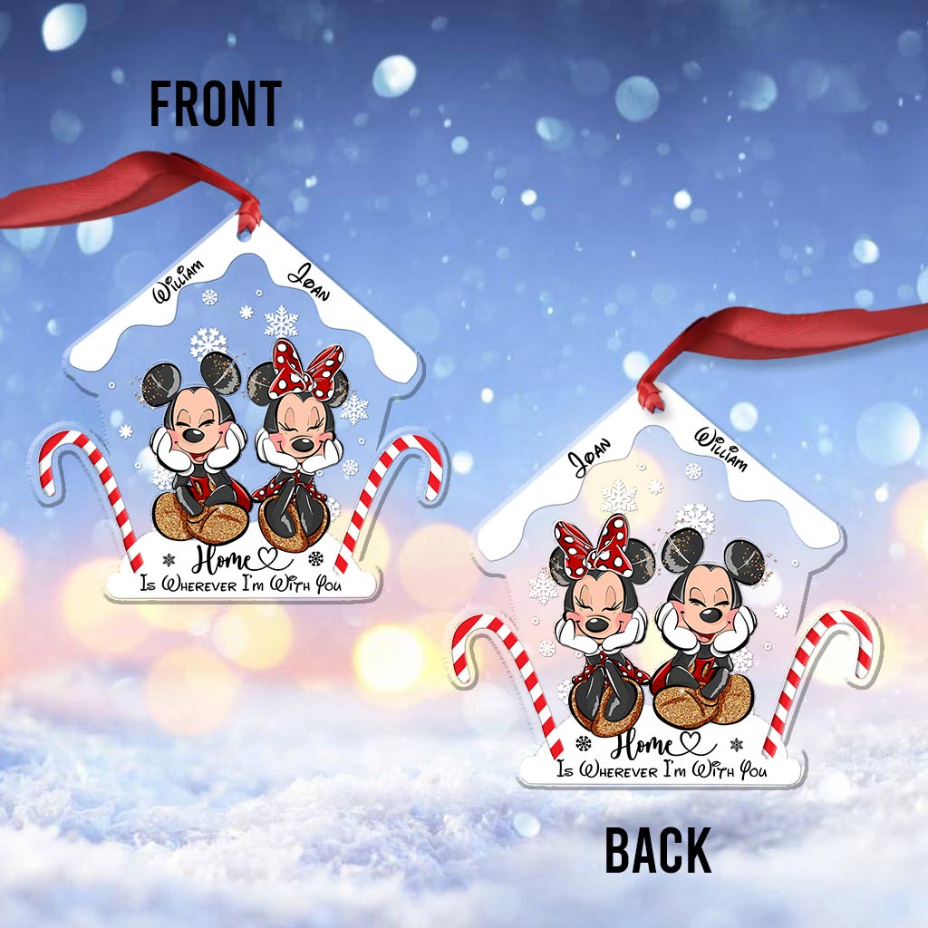 Home Is Wherever I Am With You - Personalized Christmas Mouse Transparent Ornament