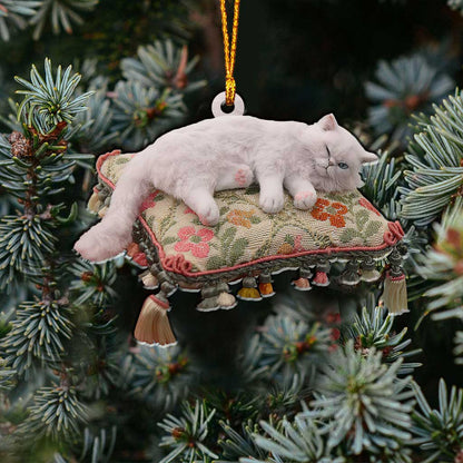 Happy Kitty - Christmas Cat Ornament (Printed On Both Sides)