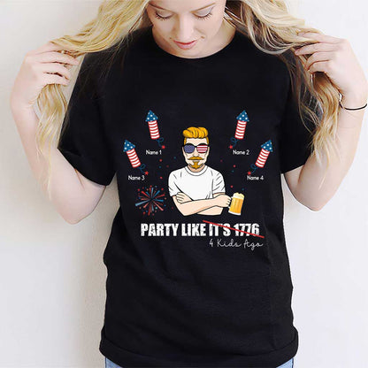 Party Like Four Kids Ago - Personalized Independence Day Father T-shirt and Hoodie