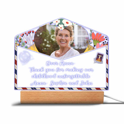 We Love You - Personalized Mother's day Grandma Shaped Plaque Light Base