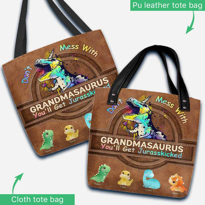 Don't Mess With Grandmasaurus - Personalized Mother's Day Tote Bag