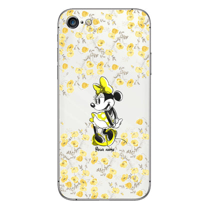Yellow Floral - Personalized Mouse Clear Phone Case