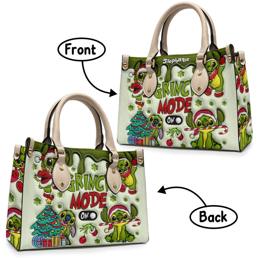 Grinch Mode - Personalized Ohana Leather Handbag