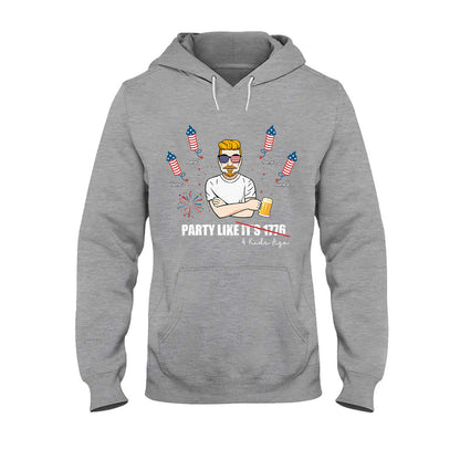 Party Like Four Kids Ago - Personalized Independence Day Father T-shirt and Hoodie
