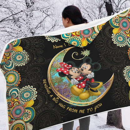 Sending A Big Hug - Personalized Mouse Hooded Blanket