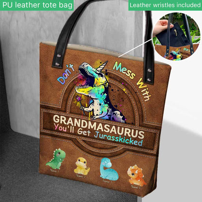 Don't Mess With Grandmasaurus - Personalized Mother's Day Tote Bag
