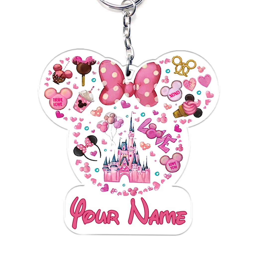 Sweet Holiday - Personalized Christmas Mouse Transparent Keychain