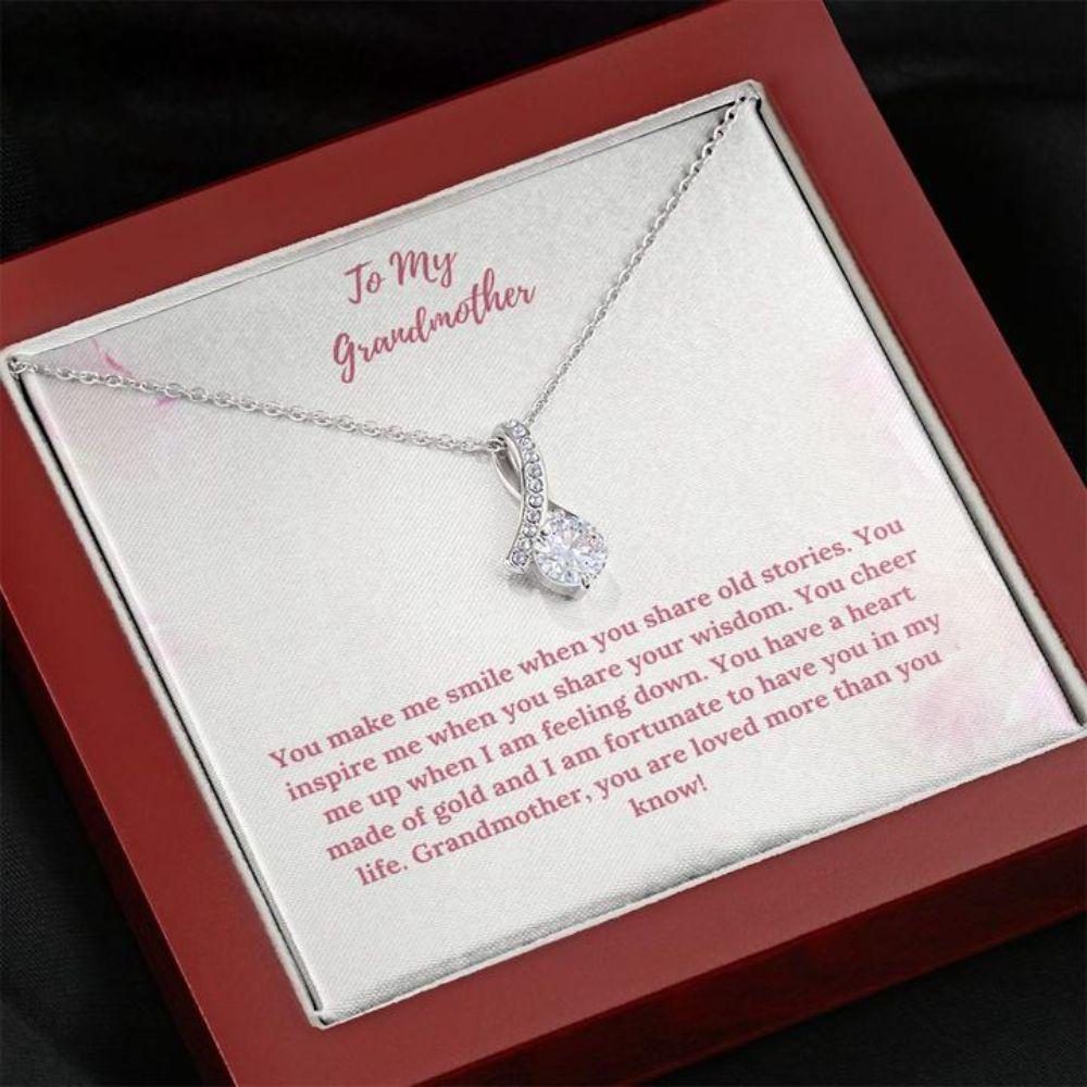To Grandma Pink Flowers Beauty - Grandma Petite Ribbon Necklace 0921