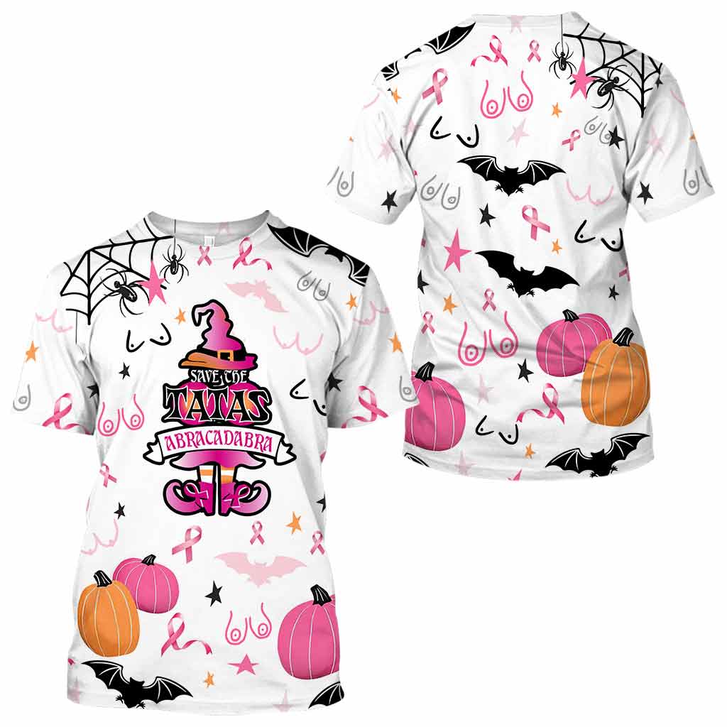 Abracadabra Save The Tatas - Halloween Breast Cancer Awareness All Over T-shirt and Hoodie