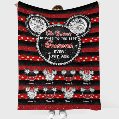 Best Grandma Ever Magical Mouse Ears - Personalized Blanket With 3D Pattern Print