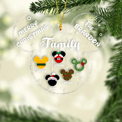 Merry Christmas - Personalized Christmas Mouse Transparent Ornament