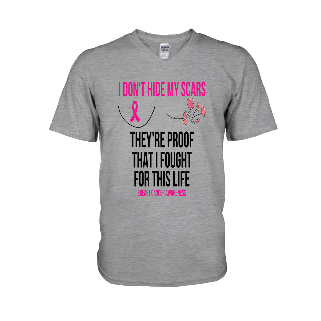 I Don't Hide My Scars - Breast Cancer Awareness T-shirt and Hoodie 102021