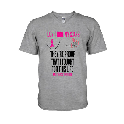 I Don't Hide My Scars - Breast Cancer Awareness T-shirt and Hoodie 102021
