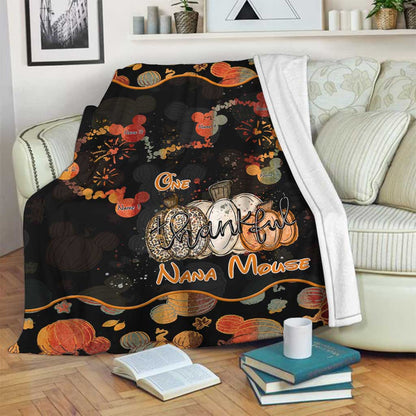 One Thankful Nana Mouse - Personalized Thanksgiving Grandma Blanket