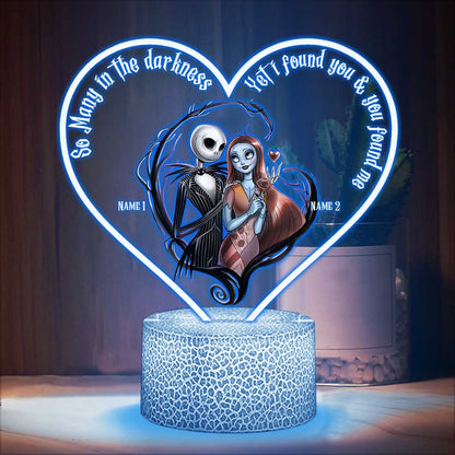 So Many In The Darkness - Personalized Couple Nightmare Shaped Plaque Light Base