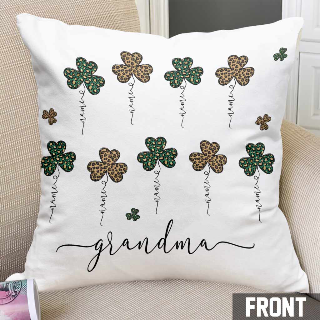 Mom Grandma St. Patrick's Day Irish Shamrock - Personalized Throw Pillow