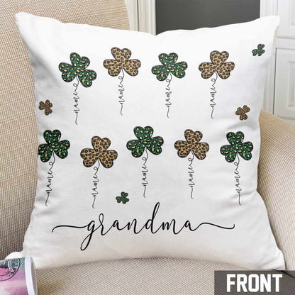 Mom Grandma St. Patrick's Day Irish Shamrock - Personalized Throw Pillow