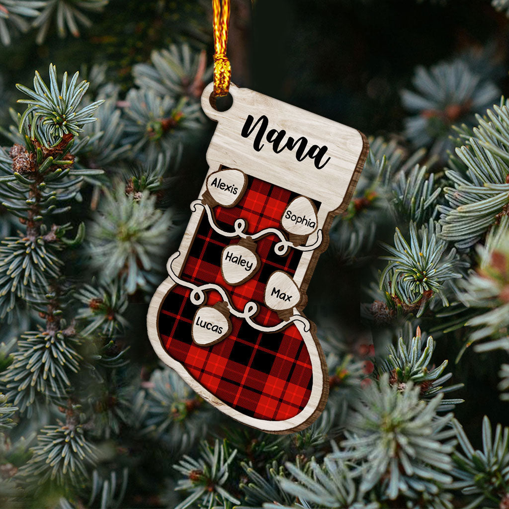Grandma's Sock - Personalized Christmas Grandma Layered Wood Ornament