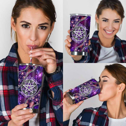 Witch Vibes Purple Pentagram 3D Pattern Printed Tumbler