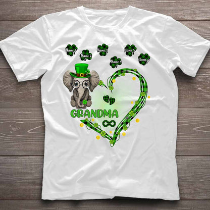 Patrick's Day Elephant - Personalized Grandma T-shirt and Hoodie