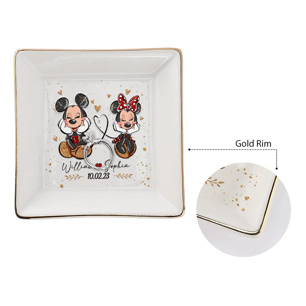 Mouse Ears Couple - Personalized Couple Mouse Jewelry Dish