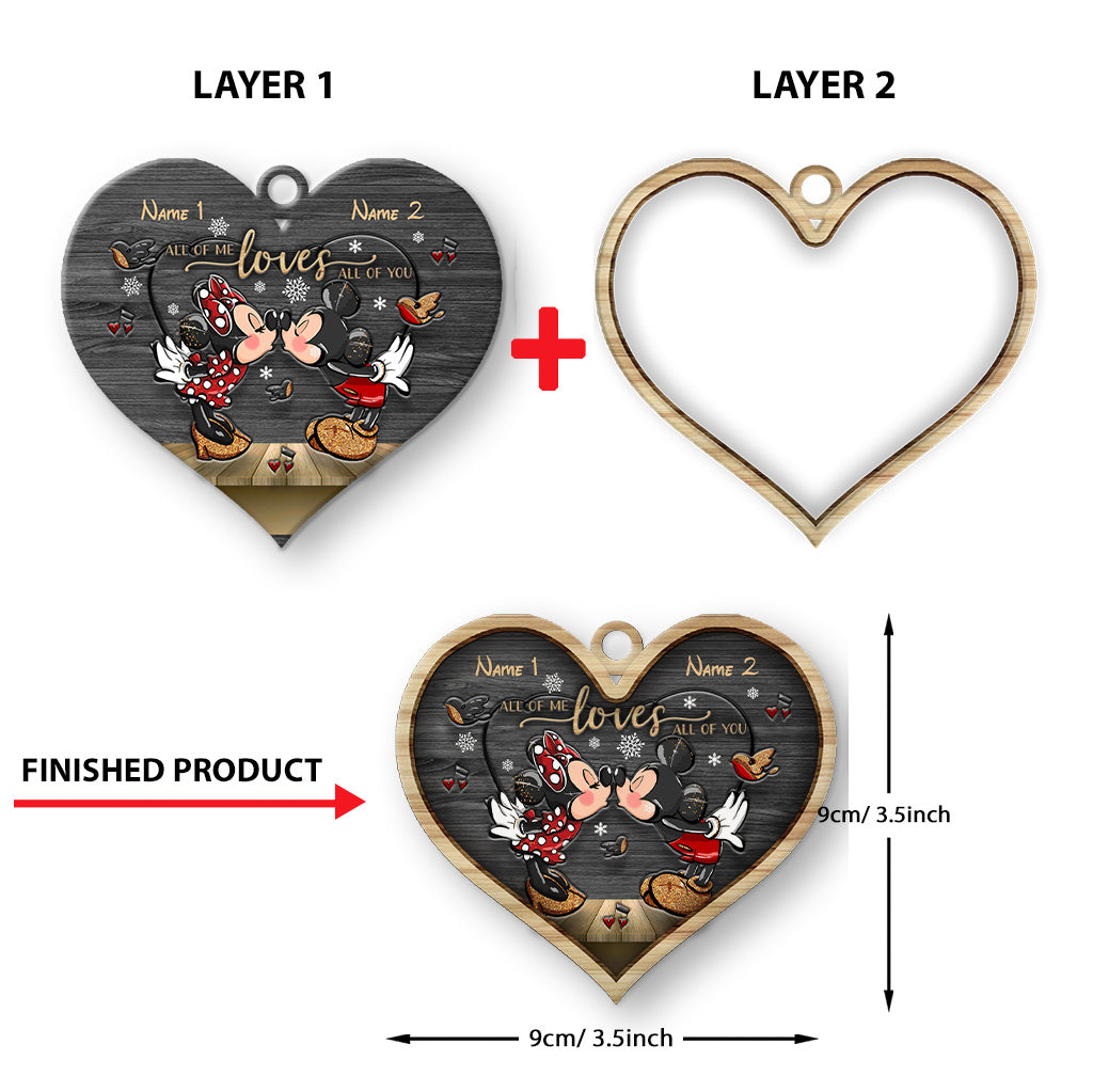 All Of Me Loves All Of You - Personalized Christmas Mouse Layered Wood Ornament
