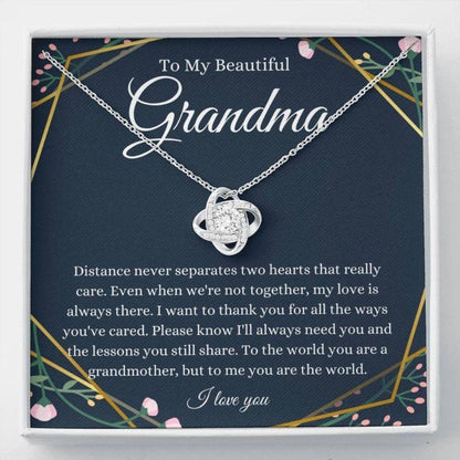 To My Grandma Gift For Grandmother From Granddaughter Grandson - Grandma Love Knot Necklace 0921