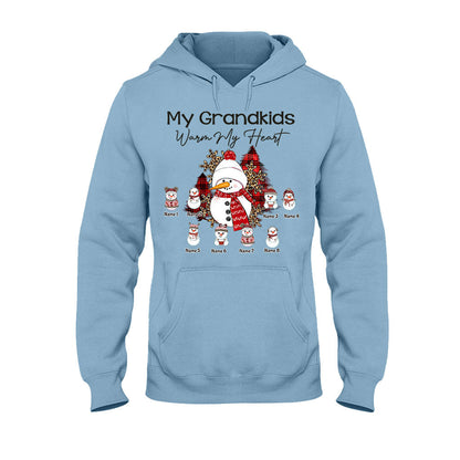 My Grandkids Warm My Heart - Personalized Christmas Grandma T-shirt and Hoodie