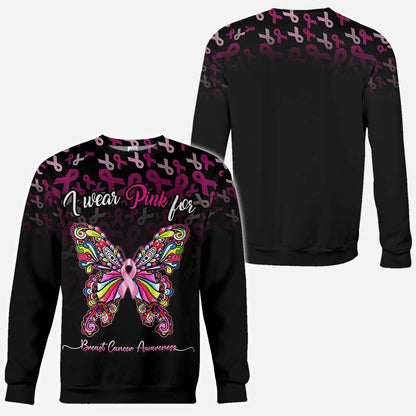 I Wear Pink For Breast Cancer Awareness Butterfly - Breast Cancer Awareness All Over T-shirt and Hoodie 0822