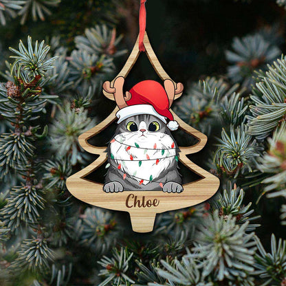 Lovely Cat Christmas Tree - Personalized Christmas Cat Ornament