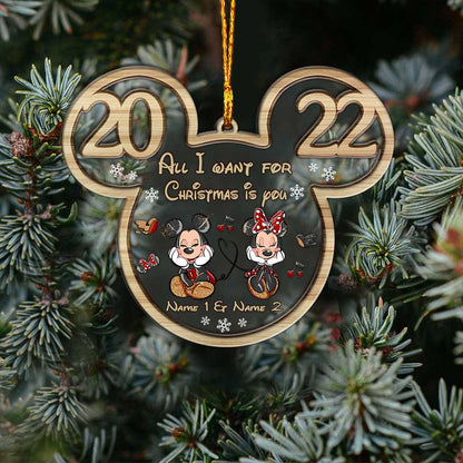 All I Want For Christmas - Personalized Christmas Mouse Layers Mix Ornament