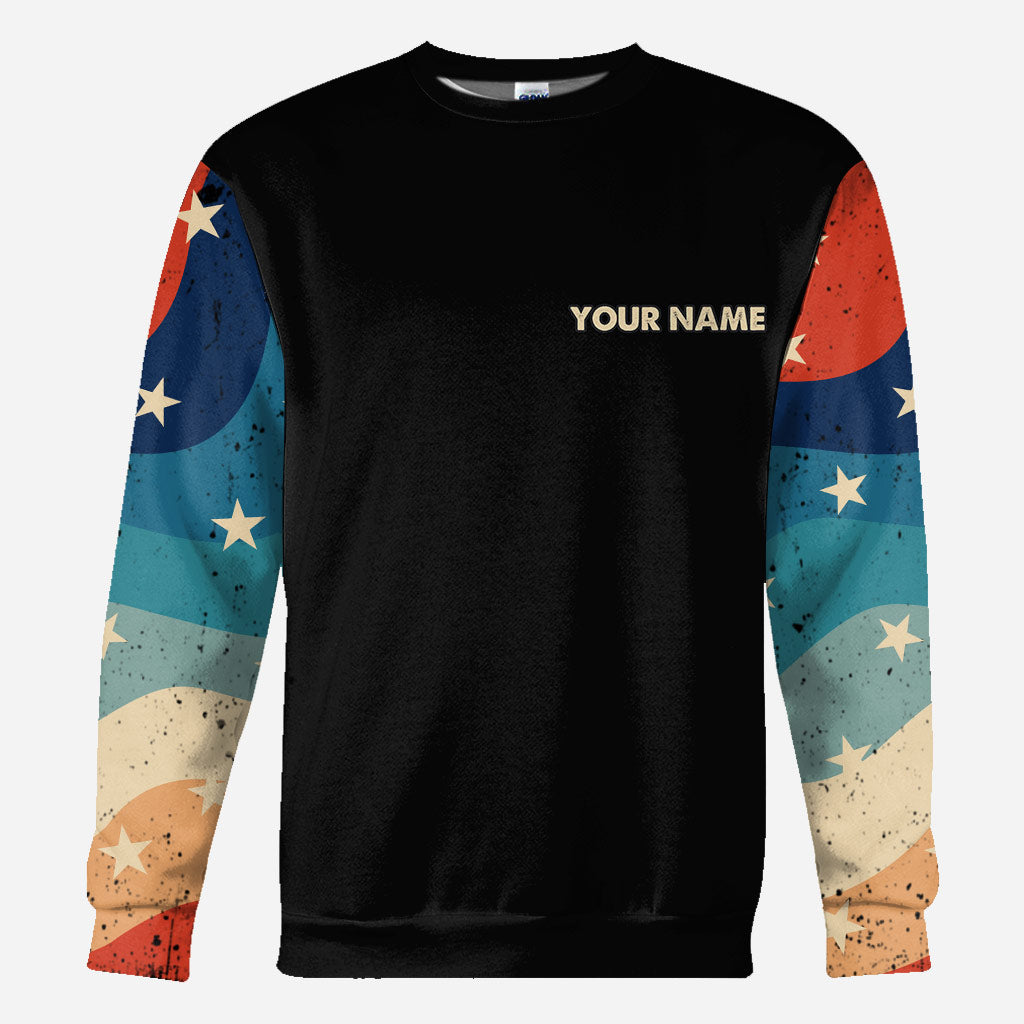 Stars And Stripes - Personalized Independence Day Father All Over T-shirt and Hoodie