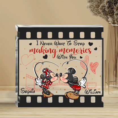 I Never Want To Stop Making Memories With You - Personalized Mouse Custom Shaped Acrylic Plaque