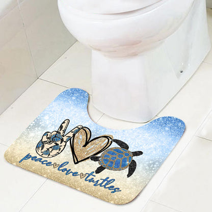 Peace Love Turtle - Turtle Bathroom Curtain & Mats Set