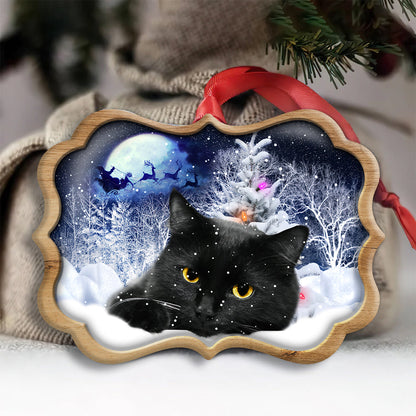 Christmas Night Black Cat - Cat Ornament (Printed On Both Sides) 1022
