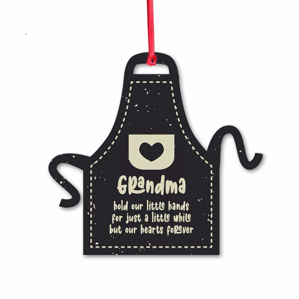 Grandma's Apron With Lovely Handprints - Personalized Christmas Grandma Ornament (Printed On Both Sides)