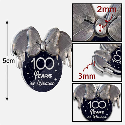 100th Magical - Personalized Mouse Keychain (Printed On Both Sides)
