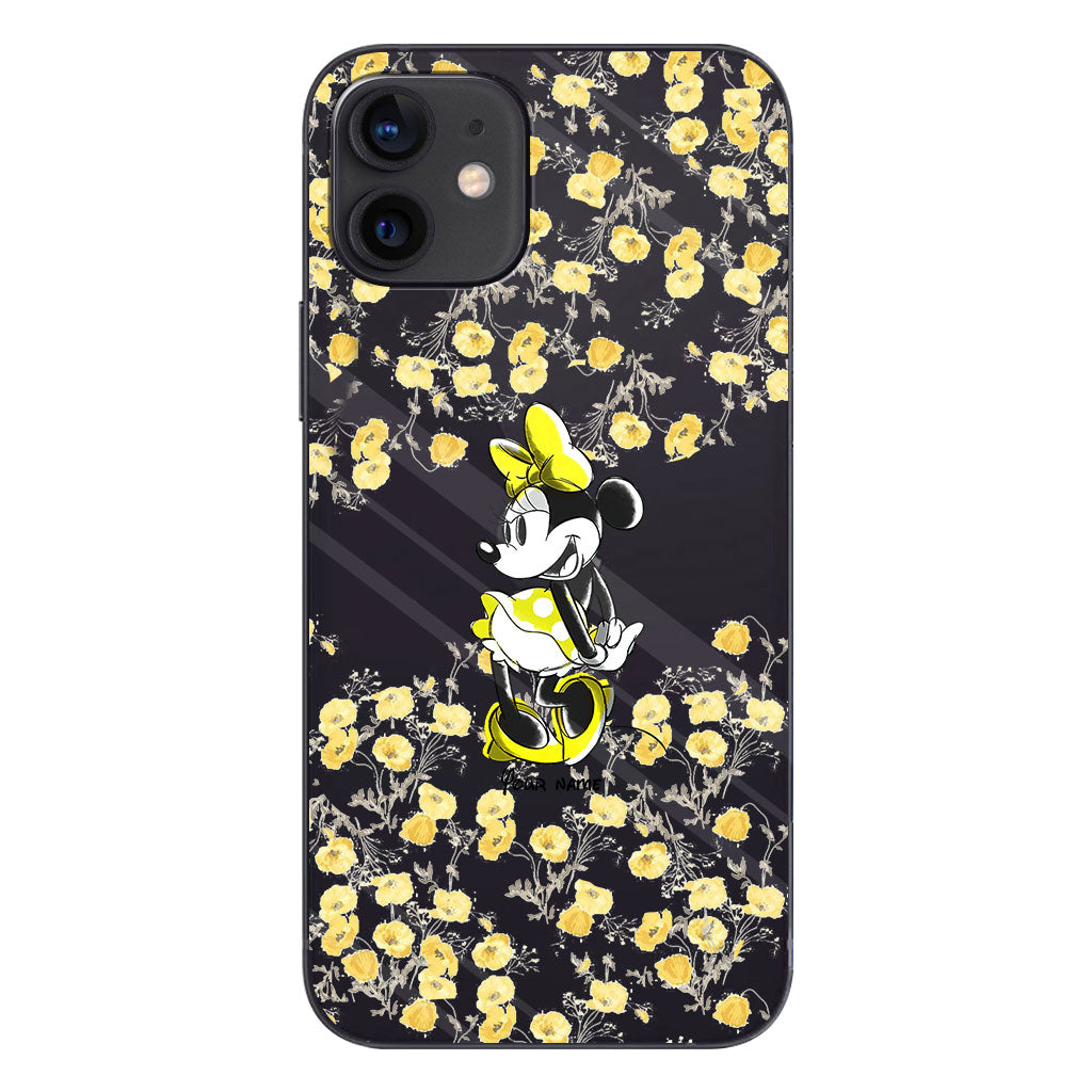 Yellow Floral - Personalized Mouse Clear Phone Case