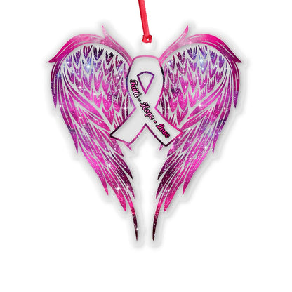 Faith Hope Love - Christmas Breast Cancer Awareness Transparent Ornament