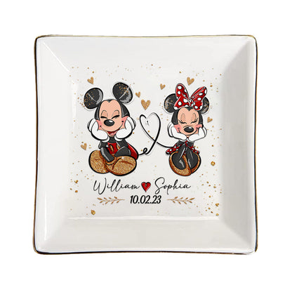 Mouse Ears Couple - Personalized Couple Mouse Jewelry Dish