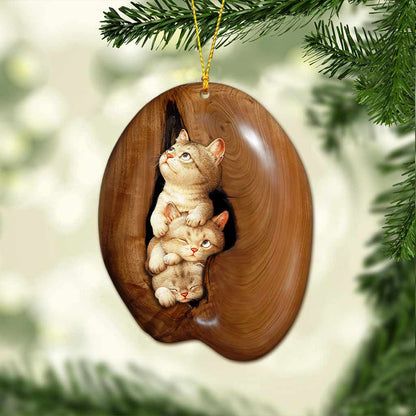 Cute Cats - Christmas Cat Ornament (Printed On Both Sides)