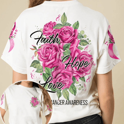 Roses Faith Hope Love - Breast Cancer Awareness All Over T-shirt and Hoodie 0822