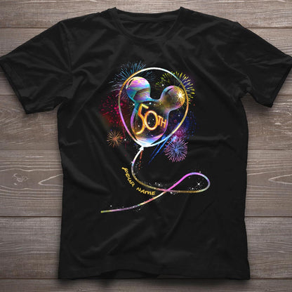 50 Years Mouse Ear Balloon EARidescent - Personalized T-shirt and Hoodie