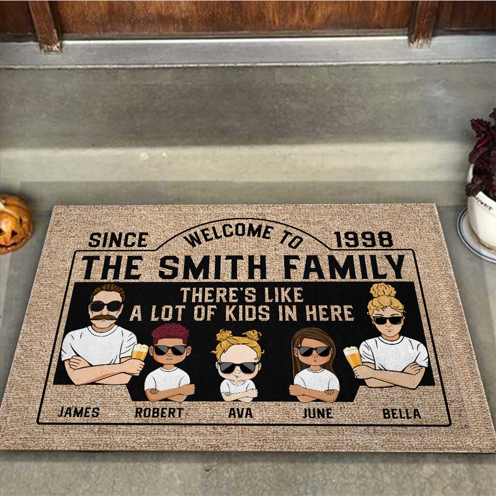 There's Like A Lot Of Kids - Personalized Family Doormat