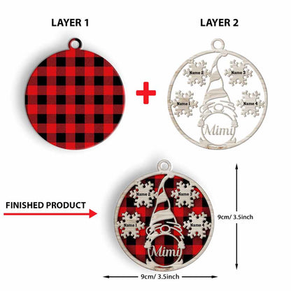 Sweet Hearts - Personalized Christmas Grandma Layered Wood Ornament