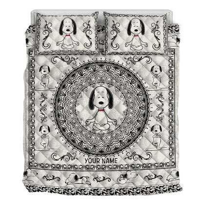 White Dog - Personalized Quilt Set