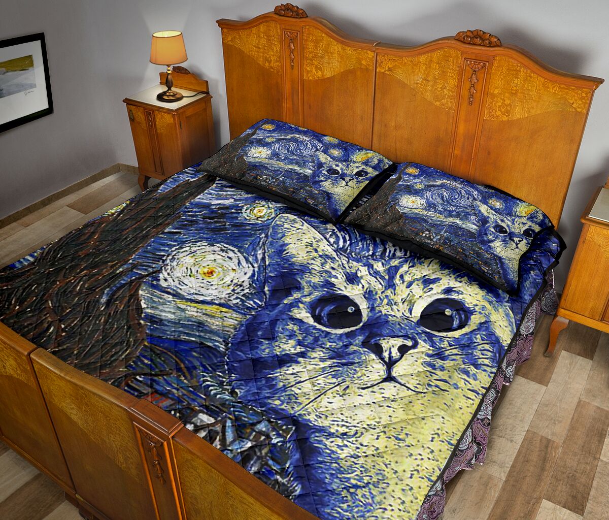 Cat Van Gogh Cat  Quilt Set 0622